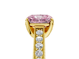 Yellow gold Fancy Pink Radiant  Cut Diamond Pave Band with Four-Prong Setting_41