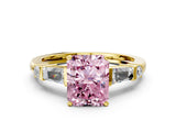 Yellow gold Fancy Pink Radiant  Cut Diamond Ring with Baguette Side Stones, Channel Set Band, and Four-Prong Setting_24