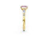 Yellow gold Fancy Pink Radiant  Cut Diamond Ring with Baguette Side Stones, Channel Set Band, and Four-Prong Setting_26