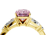 Yellow gold Fancy Pink Radiant  Cut Diamond Ring with Baguette Side Stones, Channel Set Band, and Four-Prong Setting_28