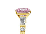 Yellow gold Fancy Pink Radiant  Cut Diamond Ring with Baguette Side Stones, Channel Set Band, and Four-Prong Setting_29
