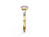 Yellow gold Fancy Pink Radiant  Cut Diamond Ring with Baguette Side Stones, Channel Set Band, and Four-Prong Setting_5