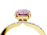 Yellow gold Fancy Pink Radiant  Cut Diamond Ring with Pavé Band and Four-Prong Setting_55