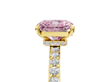 Yellow gold Fancy Pink Radiant  Cut Diamond Ring with Pavé Band and Four-Prong Setting_56