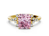 Yellow gold Fancy Pink Radiant Cut Diamond Ring with Side Stones and Four-Prong Setting_78