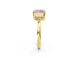 Yellow gold Fancy Pink Radiant Cut Diamond Ring with Side Stones and Four-Prong Setting_80