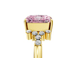 Yellow gold Fancy Pink Radiant Cut Diamond Ring with Side Stones and Four-Prong Setting_83