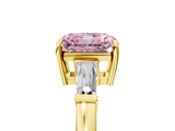 Yellow gold Fancy Pink Radiant  Cut Diamond Ring with Tapered Baguette Side Stones in Four-Prong Setting_8