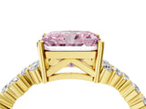 Yellow gold Fancy Pink Radiant Cut Diamond Scattered Round Accent Ring with Prong Setting_16