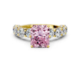 Yellow gold Fancy Pink Radiant Cut Diamond Side Stone Engagement Ring with Four-Prong Setting_24