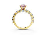 Yellow gold Fancy Pink Radiant Cut Diamond Side Stone Engagement Ring with Four-Prong Setting_27
