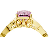 Yellow gold Fancy Pink Radiant Cut Diamond Solitaire Celtic Knot Ring with Four-Prong Setting_36