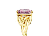 Yellow gold Fancy Pink Radiant Cut Diamond Solitaire Celtic Knot Ring with Four-Prong Setting_37