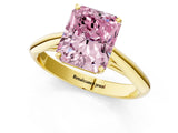 Yellow gold Fancy Pink Radiant Cut Diamond Solitaire Engagement Ring with Cathedral Setting and Four-Prong Mount_110