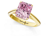 Yellow gold Fancy Pink Radiant Cut Diamond Solitaire Engagement Ring with Cathedral Setting and Four-Prong Mount_79