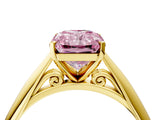 Yellow gold Fancy Pink Radiant Cut Diamond Solitaire Engagement Ring with Cathedral Setting and Four-Prong Mount_82