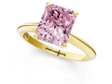 Yellow gold Fancy Pink Radiant Cut Diamond Solitaire Engagement Ring with Classic Band and Four-Prong Setting_105