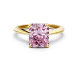 Yellow gold Fancy Pink Radiant Cut Diamond Solitaire Engagement Ring with Classic Band and Four-Prong Setting_12