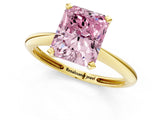 Yellow gold Fancy Pink Radiant Cut Diamond Solitaire Engagement Ring with Classic Band and Four-Prong Setting_13