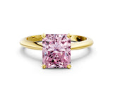 Yellow gold Fancy Pink Radiant Cut Diamond Solitaire Engagement Ring with Classic Band and Four-Prong Setting_36