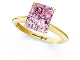 Yellow gold Fancy Pink Radiant Cut Diamond Solitaire Engagement Ring with Classic Band and Four-Prong Setting_37