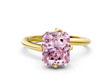 Yellow gold Fancy Pink Radiant Cut Diamond Solitaire Engagement Ring with Four-Prong Setting and Classic Band_20