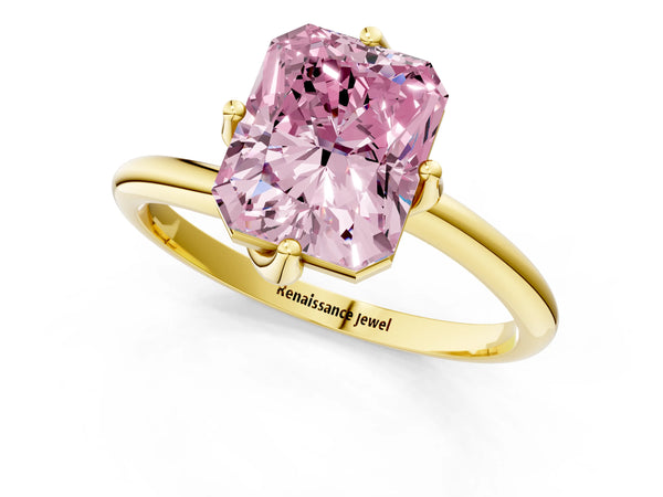 Yellow Gold Radiant Cut Bypass Solitaire Engagement Ring Setting for Fancy Pink Center