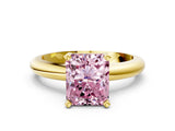 Yellow gold Fancy Pink Radiant Cut Diamond Solitaire Engagement Ring with Round Band and Four-Prong Setting_155