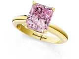 Yellow gold Fancy Pink Radiant Cut Diamond Solitaire Engagement Ring with Round Band and Four-Prong Setting_156