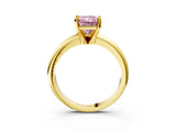 Yellow gold Fancy Pink Radiant Cut Diamond Solitaire Engagement Ring with Round Band and Four-Prong Setting_158