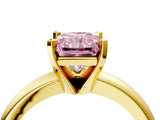 Yellow gold Fancy Pink Radiant Cut Diamond Solitaire Engagement Ring with Round Band and Four-Prong Setting_159