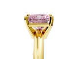 Yellow gold Fancy Pink Radiant Cut Diamond Solitaire Engagement Ring with Round Band and Four-Prong Setting_160