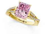 Yellow gold Fancy Pink Radiant Cut Diamond Solitaire Engagement Ring with Twisted Pavé Band and Four-Prong Setting_44