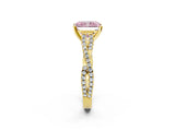 Yellow gold Fancy Pink Radiant Cut Diamond Solitaire Engagement Ring with Twisted Pavé Band and Four-Prong Setting_45