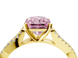Yellow gold Fancy Pink Radiant Cut Diamond Solitaire Engagement Ring with Twisted Pavé Band and Four-Prong Setting_47