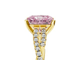 Yellow gold Fancy Pink Radiant Cut Diamond Solitaire Engagement Ring with Twisted Pavé Band and Four-Prong Setting_48