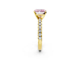 Yellow gold Fancy Pink Radiant Cut Diamond Solitaire Pavé Engagement Ring with Round Band and Prong Setting_51