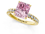 Yellow gold Fancy Pink Radiant Cut Diamond Solitaire Pavé Engagement Ring with Round Band and Prong Setting_68