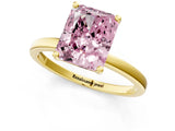 Yellow gold Fancy Pink Radiant Cut Diamond Solitaire Ring with Classic Band and Four-Prong Setting_1