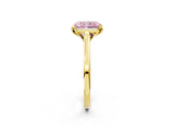 Yellow gold Fancy Pink Radiant Cut Diamond Solitaire Ring with Flower Prong Setting and Classic Band_14