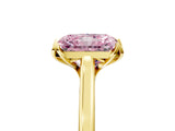 Yellow gold Fancy Pink Radiant Cut Diamond Solitaire Ring with Flower Prong Setting and Classic Band_17