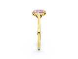 Yellow gold Fancy Pink Radiant Cut Diamond Solitaire Ring with Flower Prong Setting and Classic Band_38