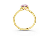 Yellow gold Fancy Pink Radiant Cut Diamond Solitaire Ring with Flower Prong Setting and Classic Band_39