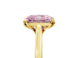 Yellow gold Fancy Pink Radiant Cut Diamond Solitaire Ring with Flower Prong Setting and Classic Band_41