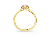 Yellow gold Fancy Pink Radiant Cut Diamond Solitaire Ring with Flower Prong Setting and Classic Band_87