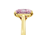 Yellow gold Fancy Pink Radiant Cut Diamond Solitaire Ring with Flower Prong Setting and Classic Band_89