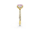 Yellow gold Fancy Pink Radiant Cut Diamond Solitaire Ring with Four-Prong Setting and Pavé Band_5