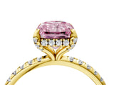 Yellow gold Fancy Pink Radiant Cut Diamond Solitaire Ring with Four-Prong Setting and Pavé Band_7