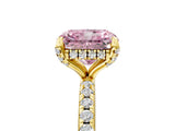 Yellow gold Fancy Pink Radiant Cut Diamond Solitaire Ring with Four-Prong Setting and Pavé Band_8