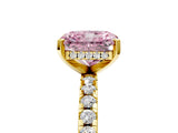 Yellow gold Fancy Pink Radiant Cut Diamond Solitaire Ring with Pavé Band and Four-Prong Setting_83